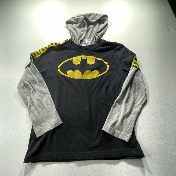DC Justice League Boys Youth 8 Jersey Long Sleeve Shirt Batman T Shirt Hoodie - Picture 1 of 5